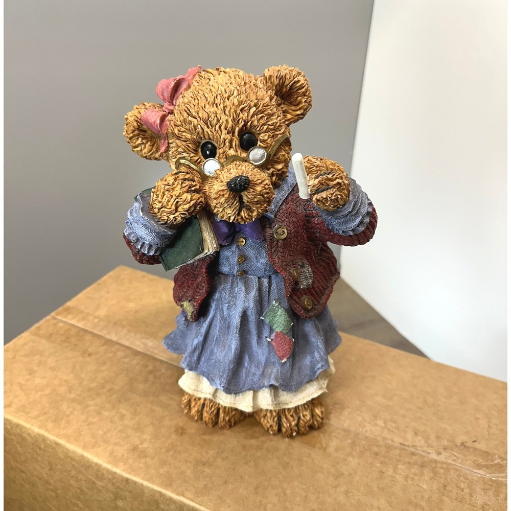 Vintage Wal-Mart Teacher Teddy Bear Figurine Resin Librarian Book Chalk 9 Inch
